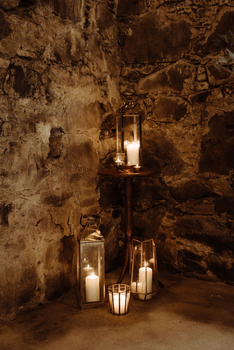 Candles for romantic Crear Scottish wedding 