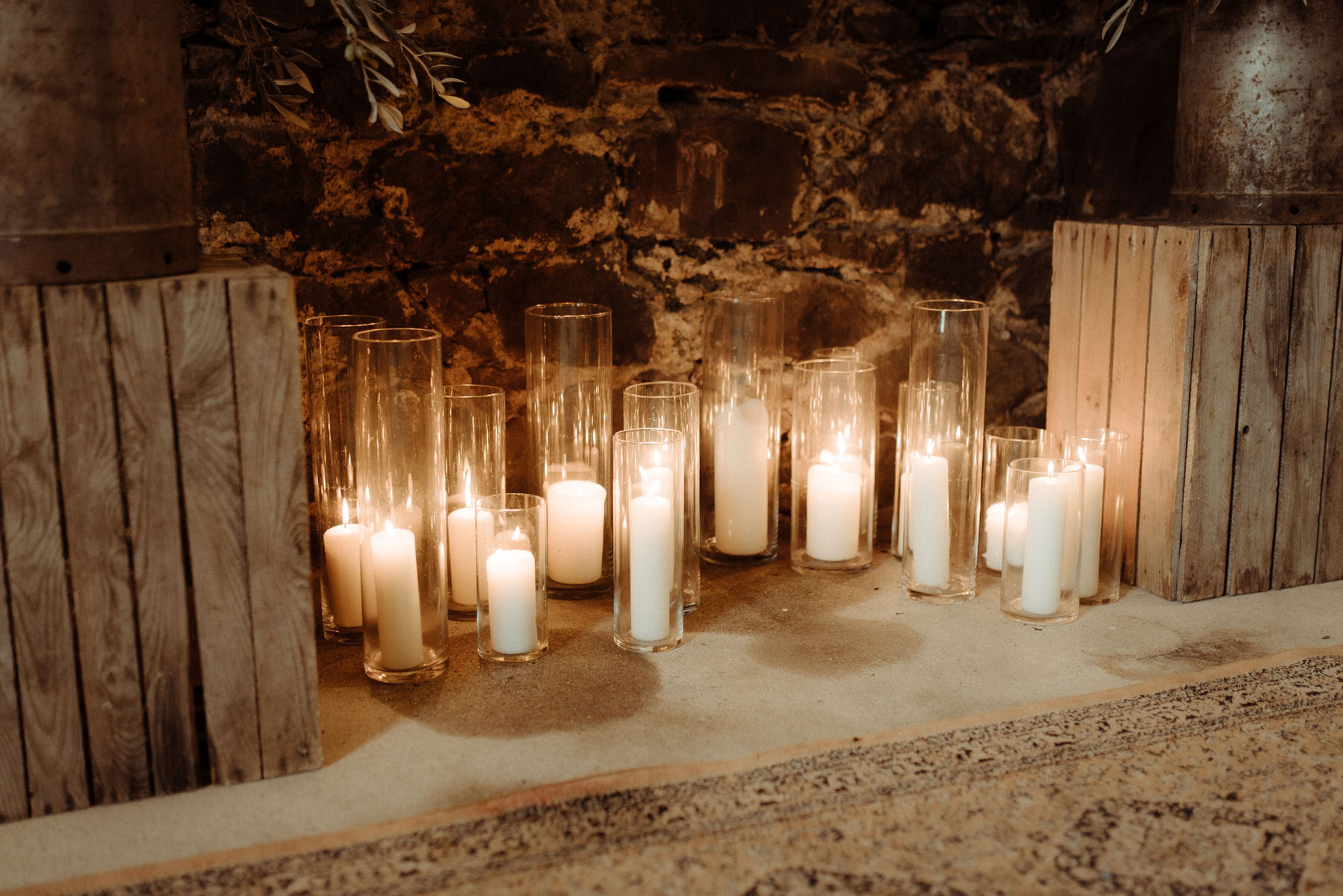 Candles for romantic Crear Scottish wedding 