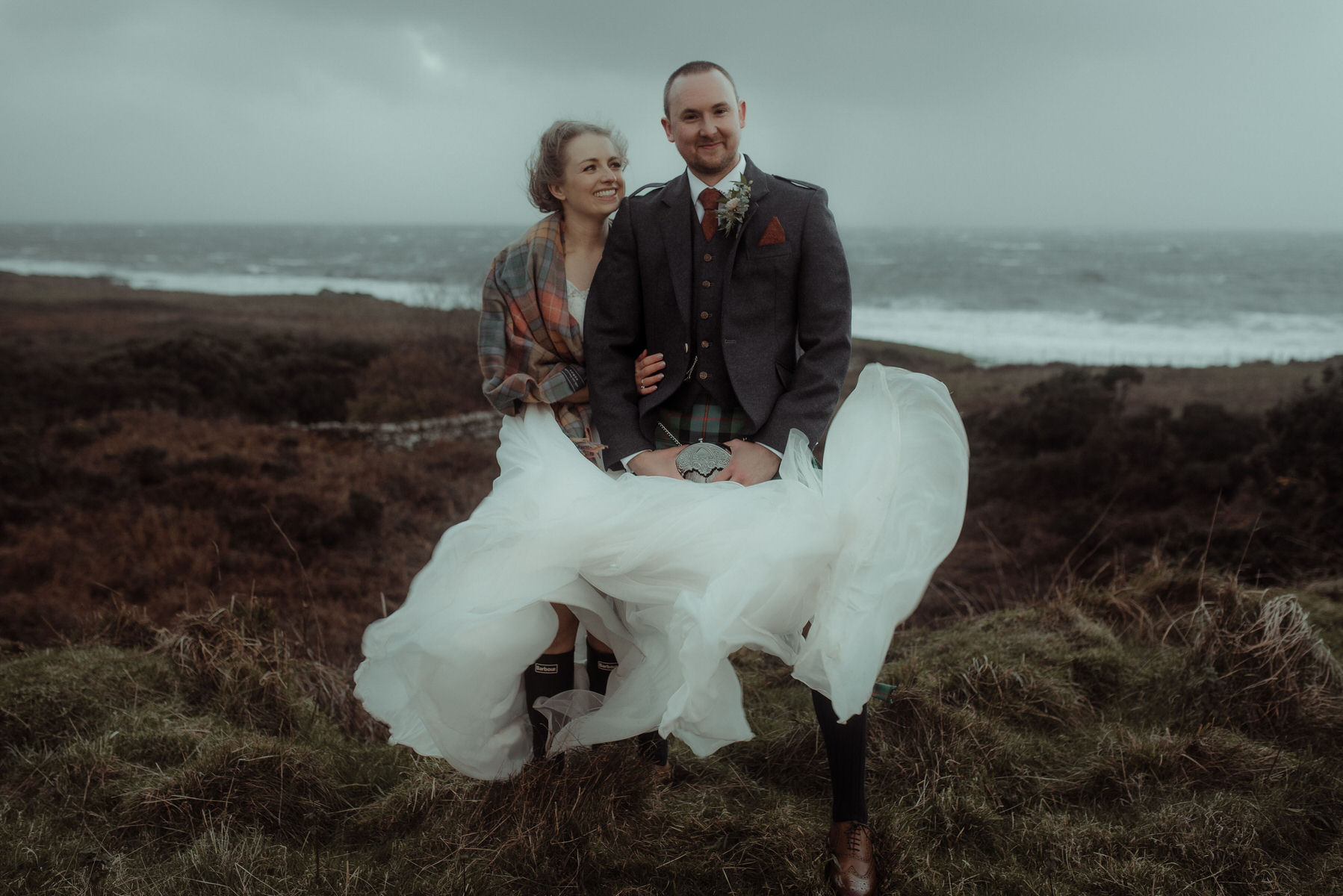 Stormy coastal wedding photograph 