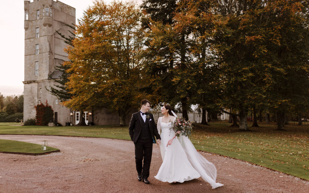 Fiona and James’ Gordon Castle wedding, featuring modern Scandi styling with a wild Scottish flair