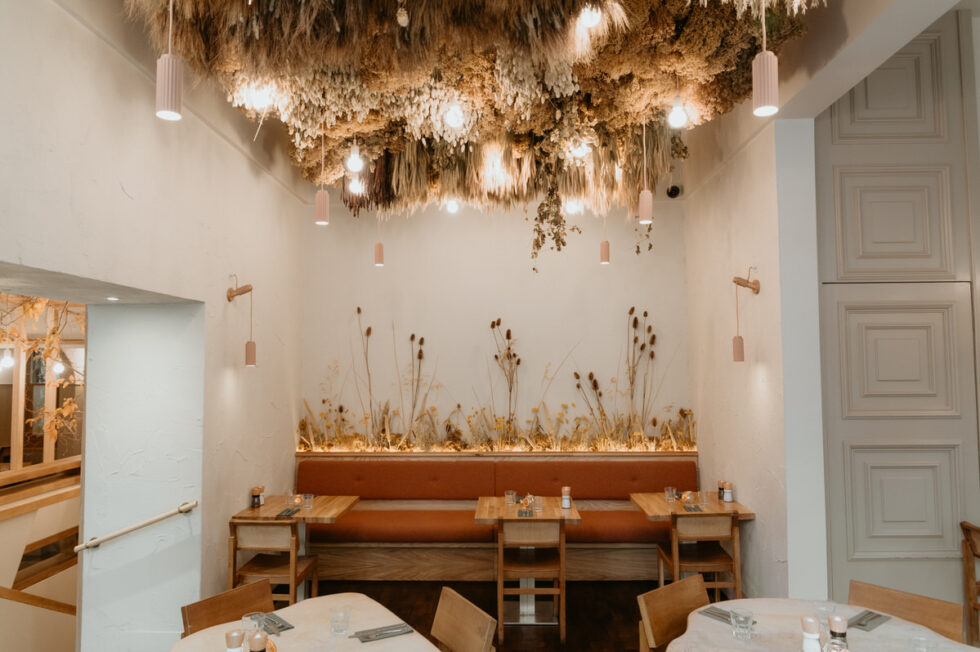Dried flower installations for an iconic Edinburgh restaurant large