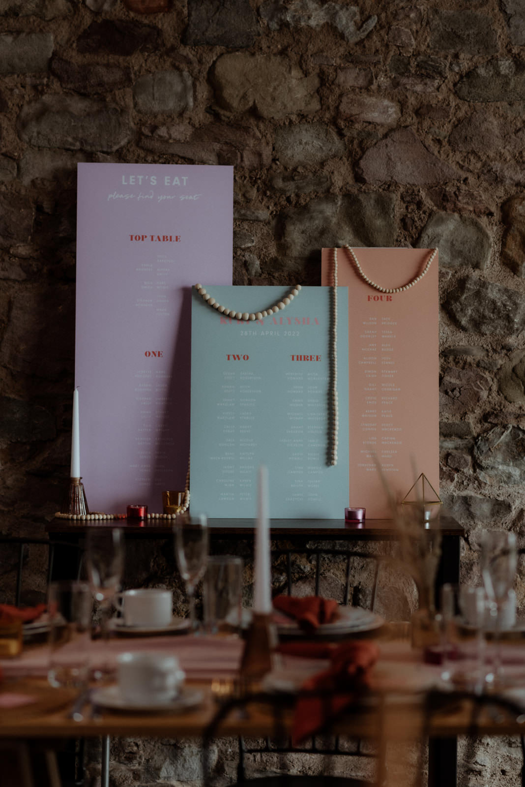 Colour Pop Wedding Stationery Table Plan
